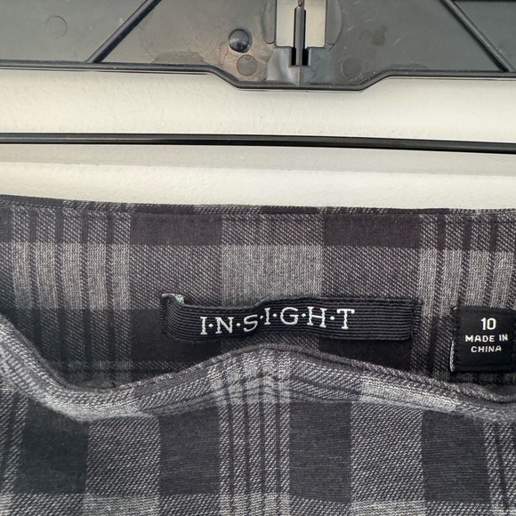 INSIGHT Charcoal Checkered Stretch Pullover Pants. Size 10 - Picture 2 of 5